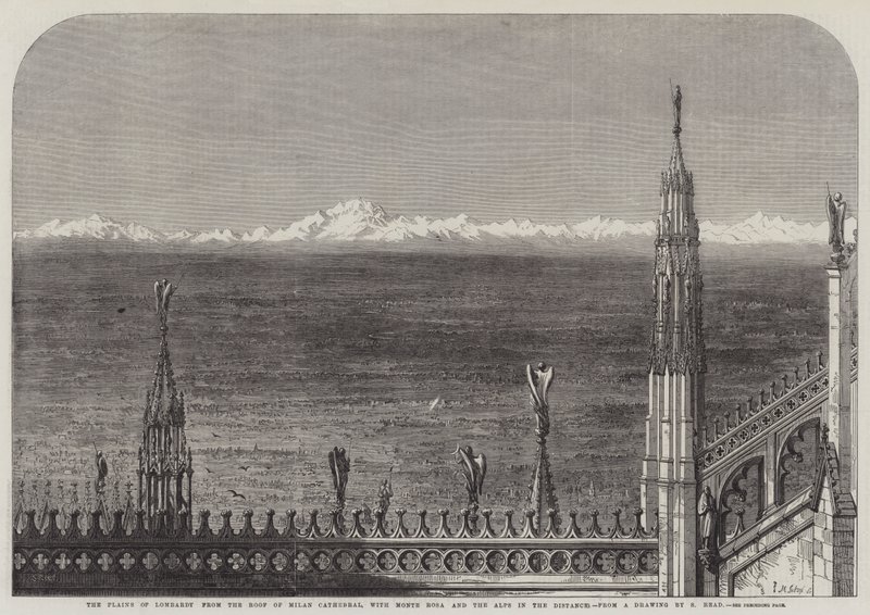 The Plains of Lombardy from the Roof of Milan Cathedral, with Monte Rosa and the Alps in the Distance by Samuel Read