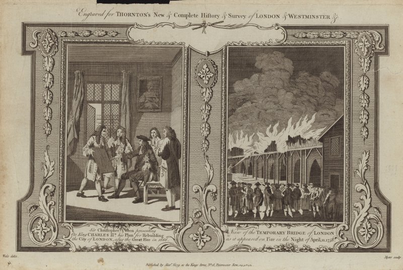 London Fires of 1666 and 1758 by Samuel Wale