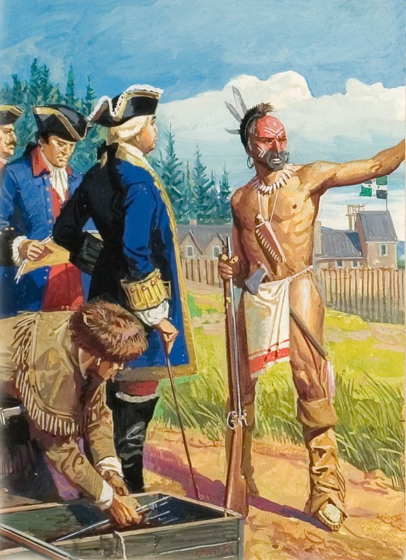Louis Montcalm in discussions with American Indians by Severino Baraldi