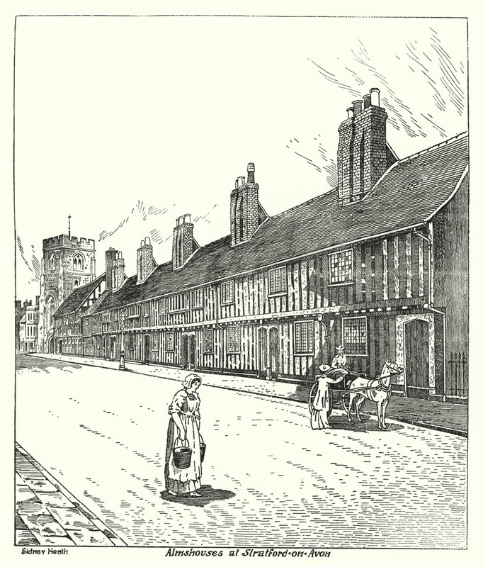 Almshouses at Stratford-on-Avon by Sidney Heath