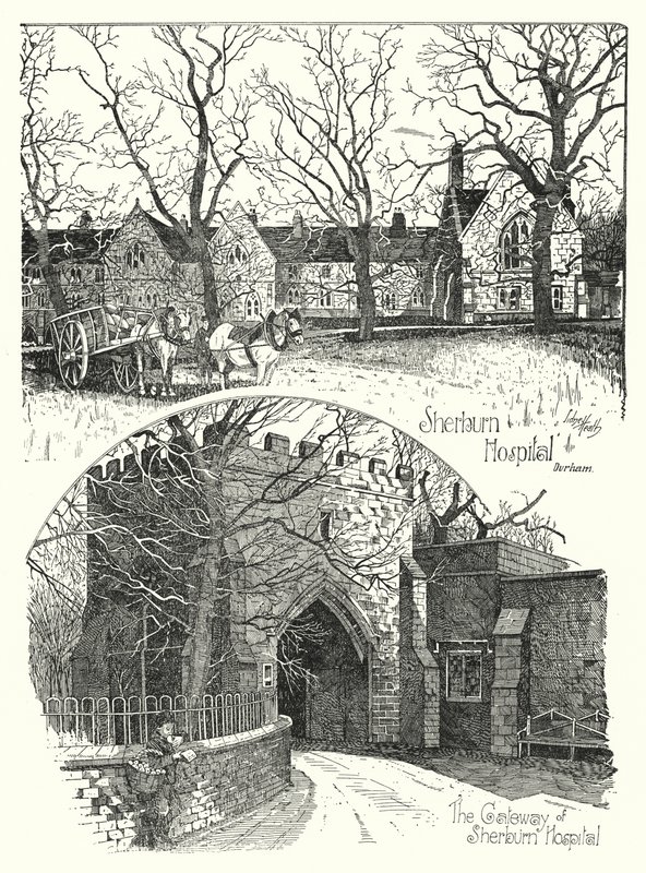 Sherburn Hospital, Durham (engraving) by Sidney Heath
