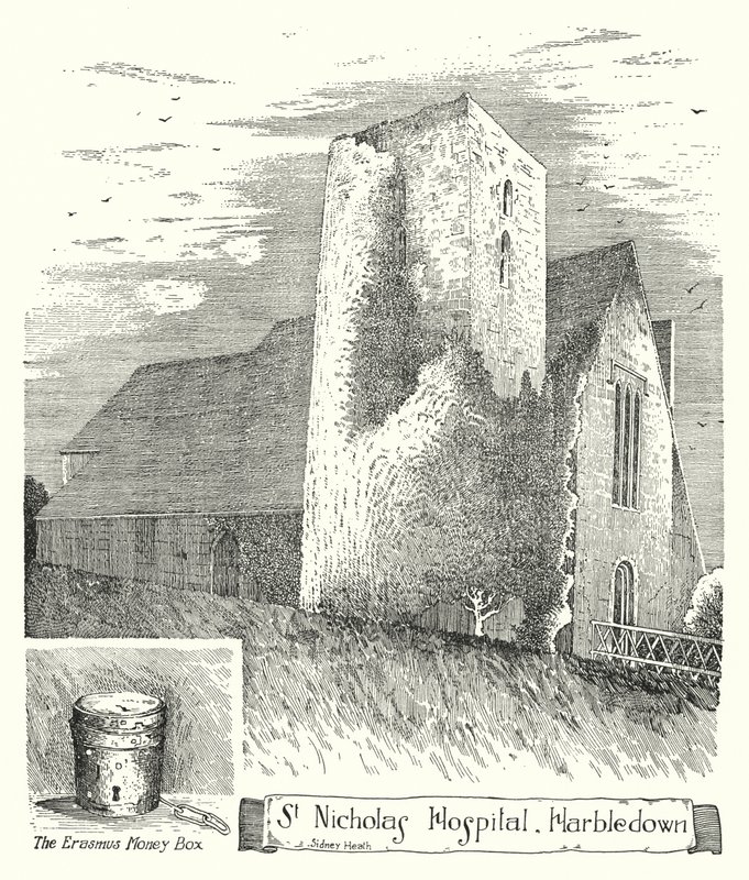 St Nicholas Hospital, Harbledown (engraving) by Sidney Heath