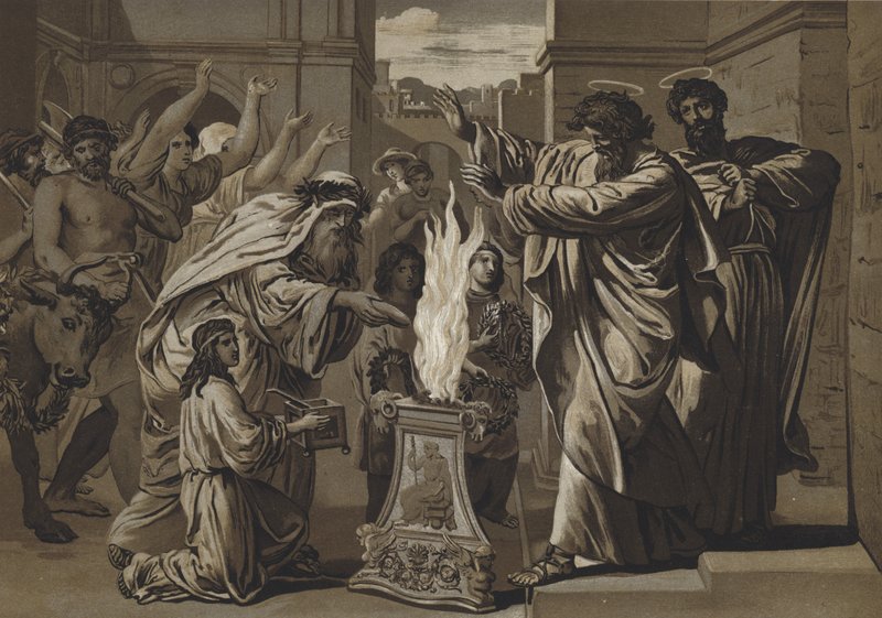 St Paul and St Barnabas in Lystra by Spanish School