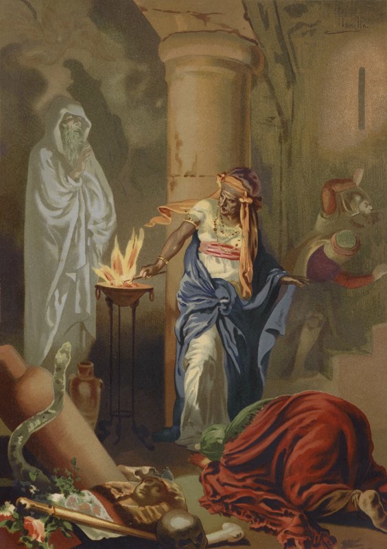 The Witch of Endor Summoning the Spirit of Samuel by Spanish School