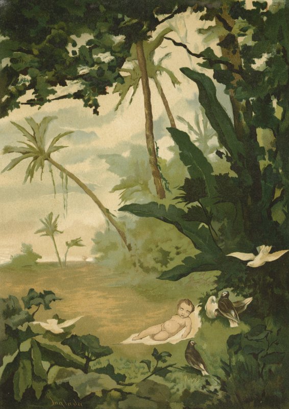 The Doves Feeding the Infant Semiramis in the Wilderness by Spanish School