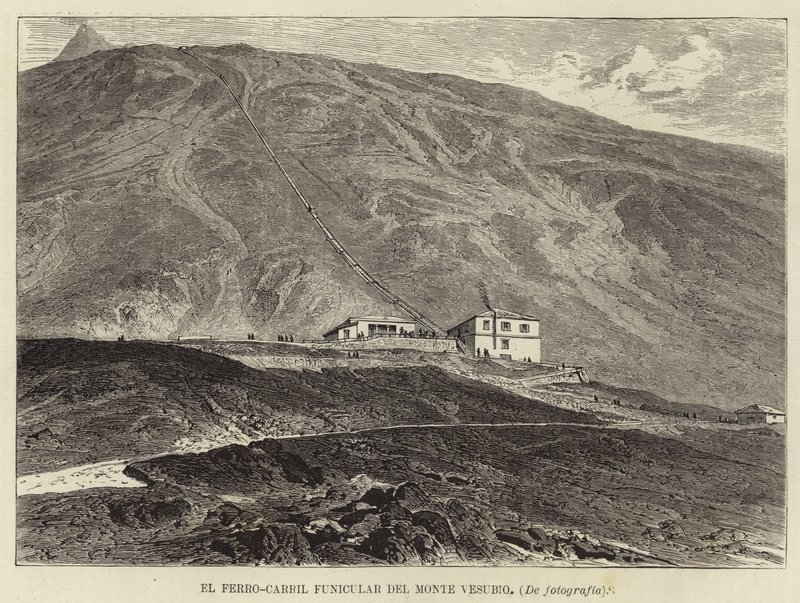 The Funicular Railway of Mount Vesuvius by Spanish School