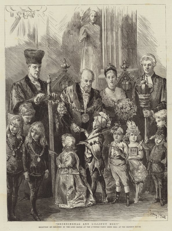 Brobdingnag and Lilliput Meet by Sydney Prior Hall