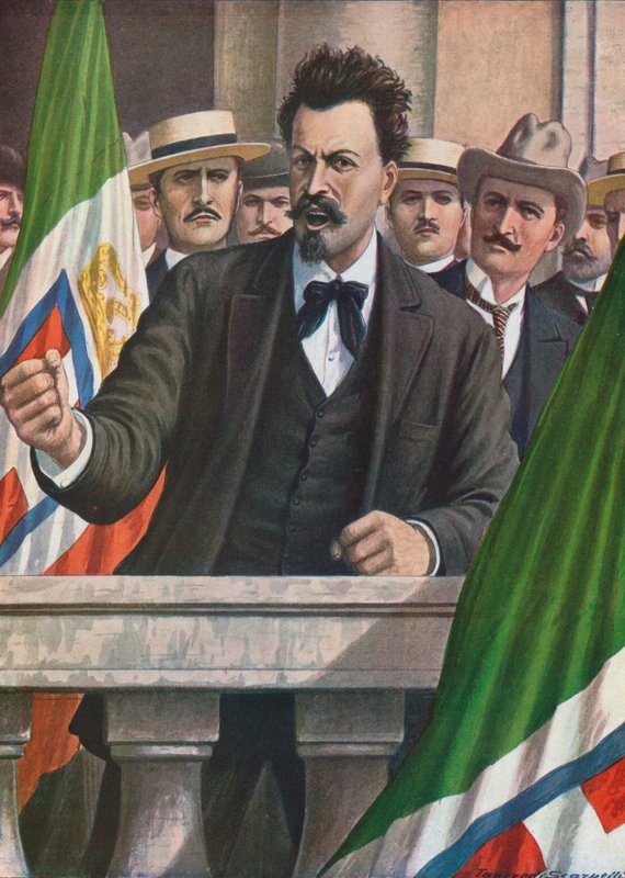 Cesare Battisti demanding that Italy attacks Austria by Tancredi Scarpelli