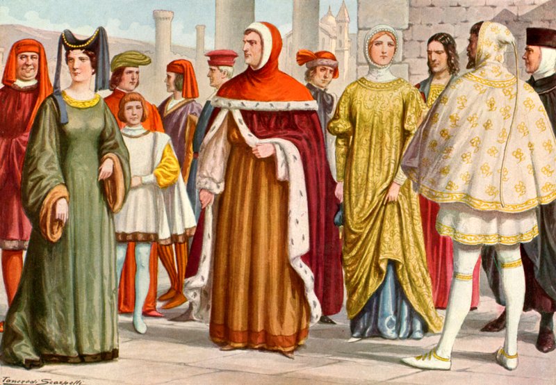 Tuscan Costumes of the 14th Century by Tancredi Scarpelli