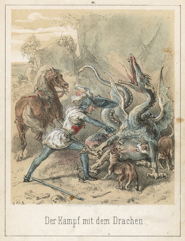 The Fight with the Dragon by Theodor Hosemann
