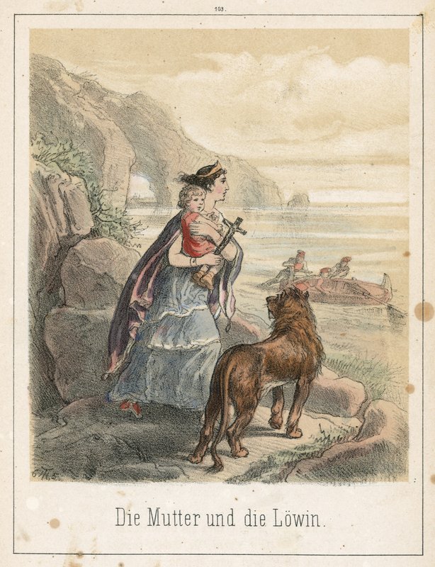 The Mother and the Lion by Theodor Hosemann