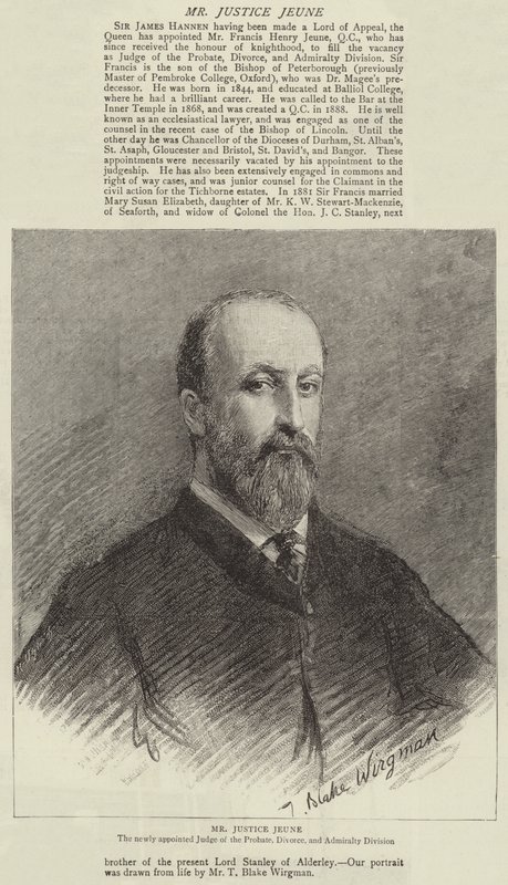 Mr Justice Jeune by Theodore Blake Wirgman