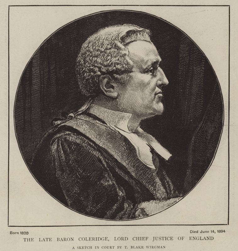 The late Baron Coleridge, Lord Chief Justice of England by Theodore Blake Wirgman
