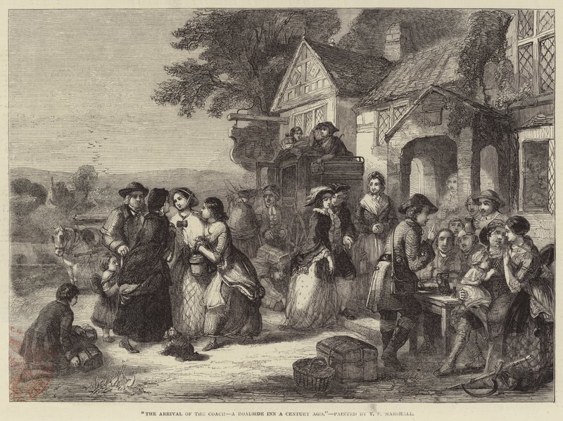 The Arrival of the Coach, a Roadside Inn a Century Ago by Thomas Falcon Marshall