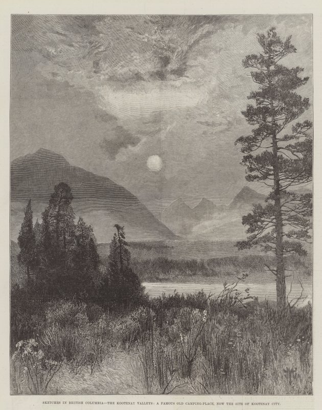 Sketches in British Columbia, the Kootenay Valleys, a Famous Old Camping-Place, now the Site of Kootenay City by Thomas Moran