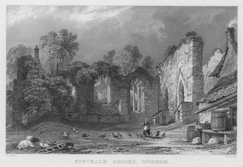 Finchale Priory, Durham (engraving) by Thomas (after) Allom
