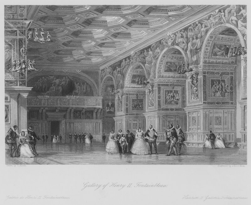 Gallery of Henry II, Fontainbleau by Thomas (after) Allom