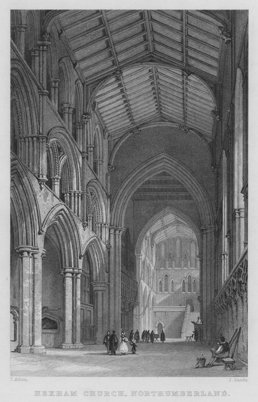 Hexham Church, Northumberland by Thomas (after) Allom