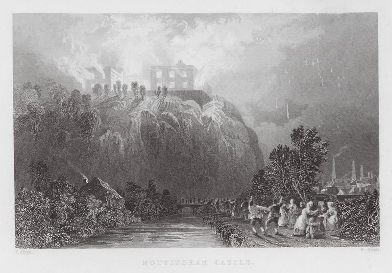 Nottingham Castle (engraving) by Thomas (after) Allom