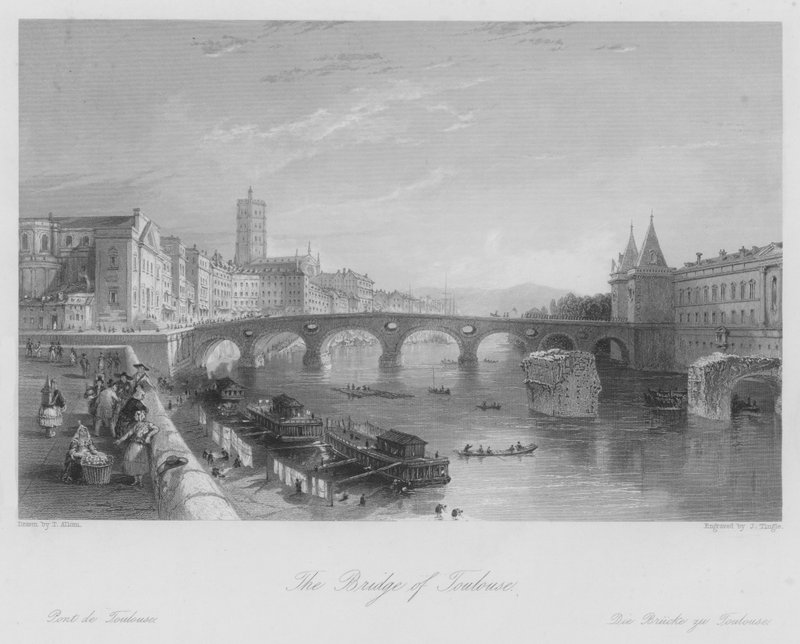 The Bridge of Toulouse by Thomas (after) Allom