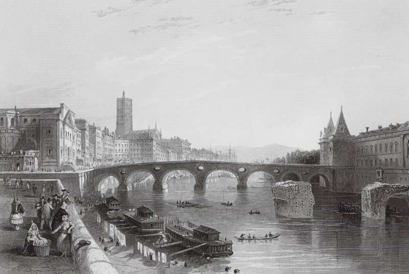The Bridge of Toulouse by Thomas (after) Allom