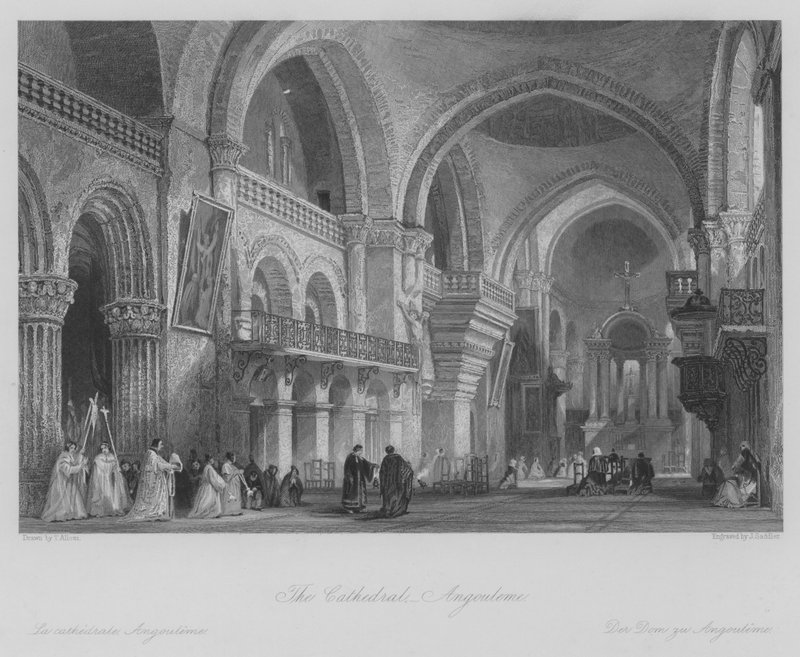 The Cathedral, Angouleme by Thomas (after) Allom