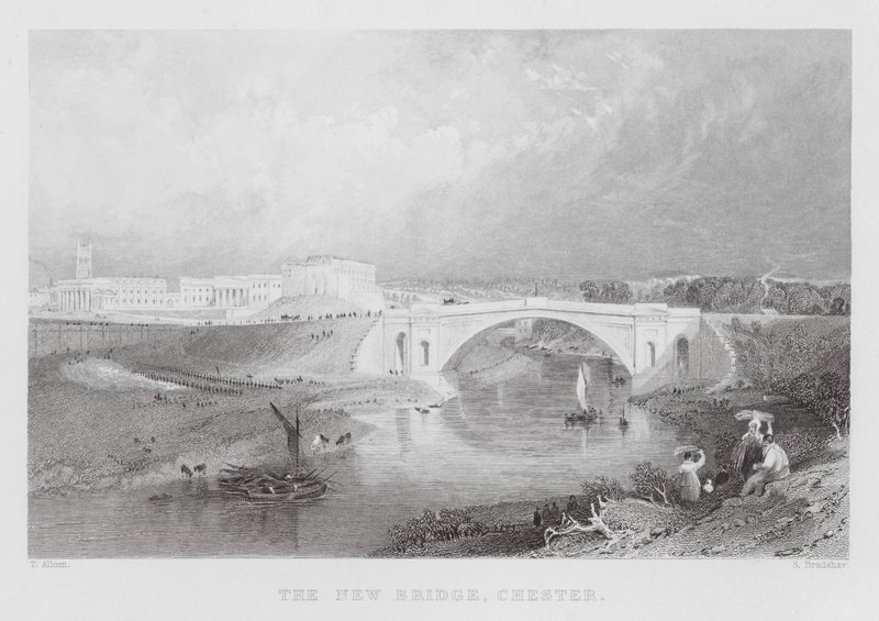 The New Bridge, Chester by Thomas (after) Allom
