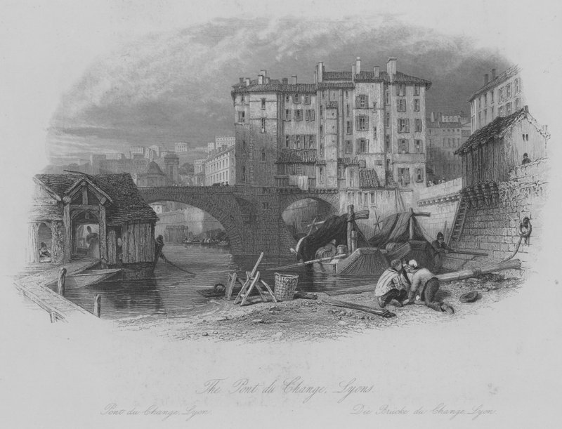 The Pont du Change, Lyons by Thomas (after) Allom
