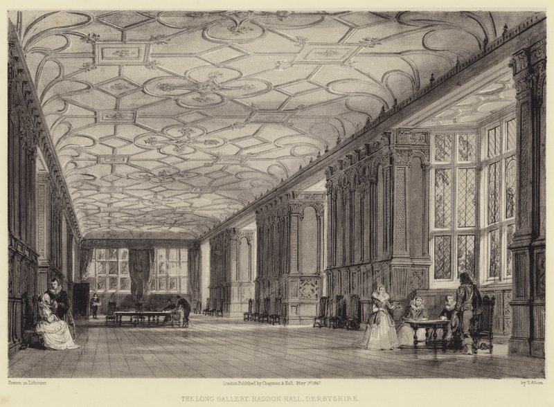 The Long Gallery, Haddon Hall, Derbyshire by Thomas Allom