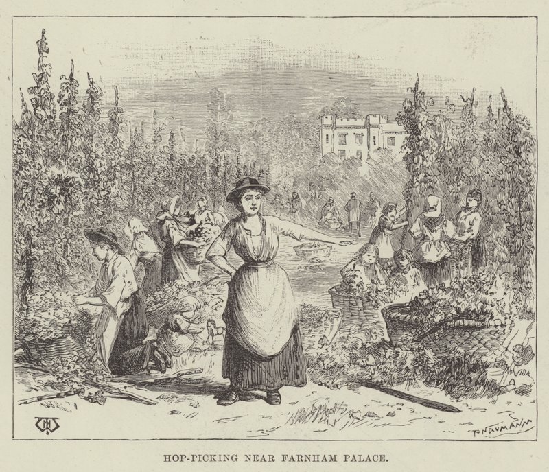 Hop-Picking near Farnham Palace by Thomas Harrington Wilson