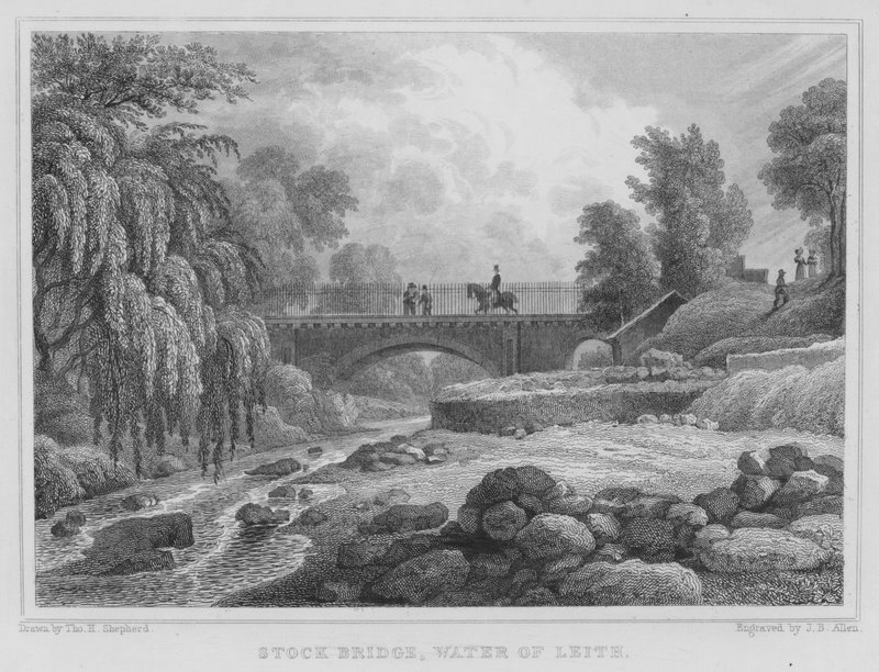 Stock Bridge, Water of Leith by Thomas Hosmer Shepherd