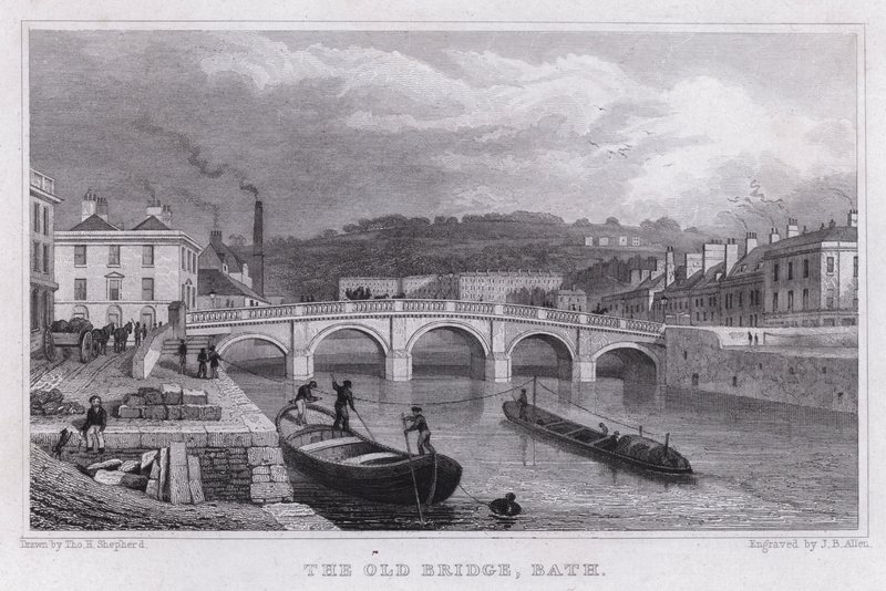 The Old Bridge, Bath by Thomas Hosmer Shepherd