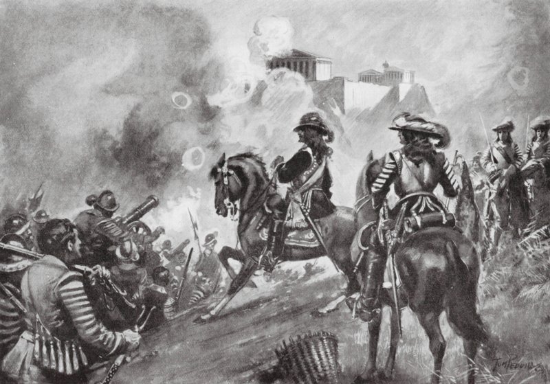 Francesco Morosini Bombarding the Parthenon by Thomas Hutchison Peddie