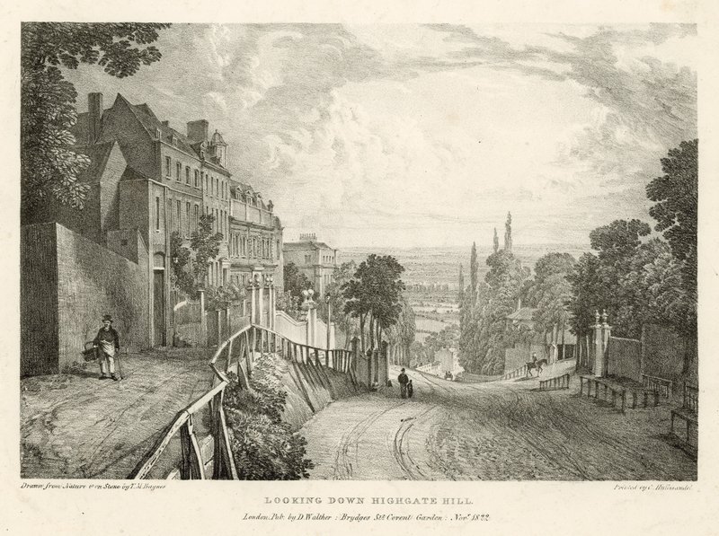Looking down Highgate Hill, London by Thomas Mann Baynes