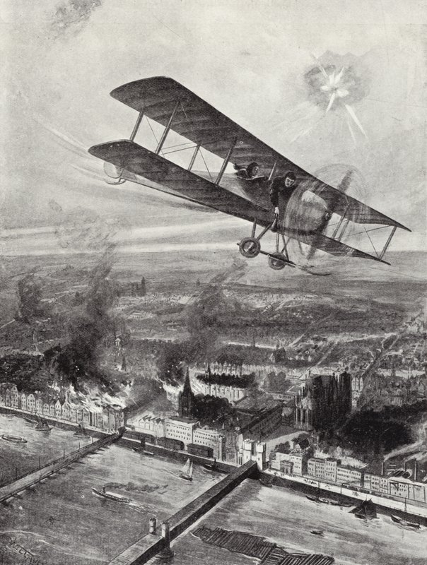 Squadron Leader Spenser Grey Flying Over Cologne, 8 October 1914 by W. Avis