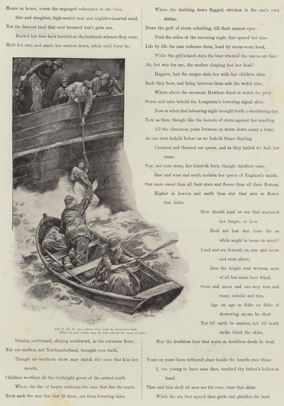 Grace Darling, by A C Swinburne by Walter Paget