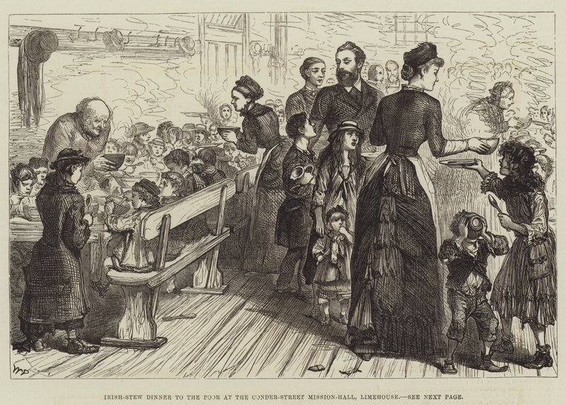 Irish-Stew Dinner to the Poor at the Conder-Street Mission-Hall, Limehouse by Walter Paget
