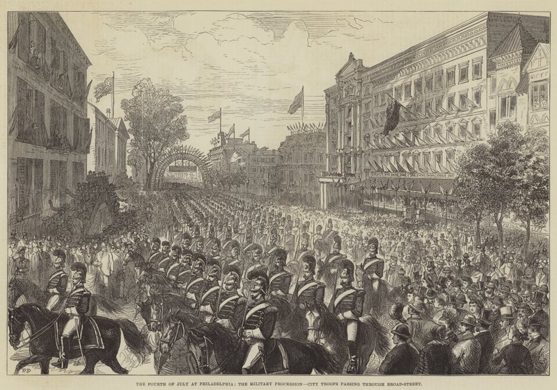 The Fourth of July at Philadelphia, the Military Procession, City Troops Passing Through Broad-Street by Walter Paget