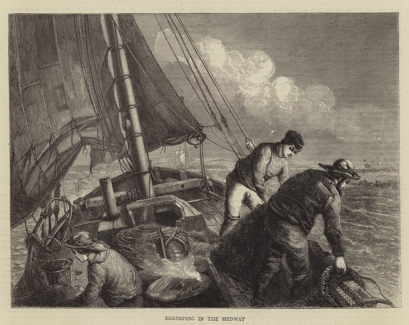 Shrimping in the Medway by Walter William May