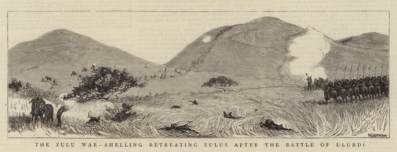 The Zulu War, Shelling Retreating Zulus after the Battle of Ulundi by Thomas Walter Wilson