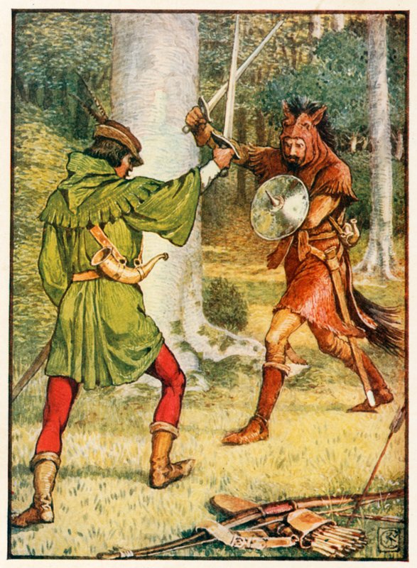 Robin Hood and Guy of Gisborne by Walter Crane