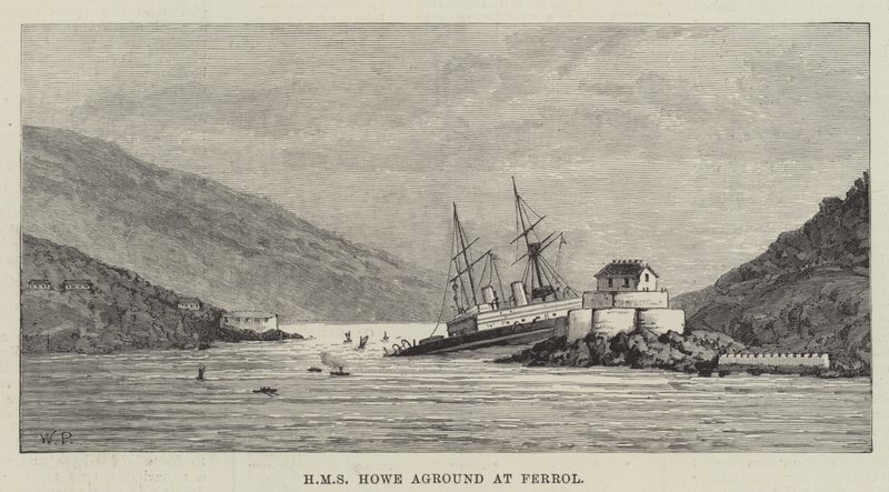 HMS Howe Aground at Ferrol by Walter Paget