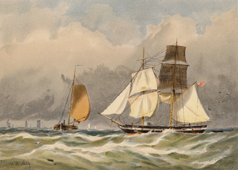 Brig Going About by Walter William May