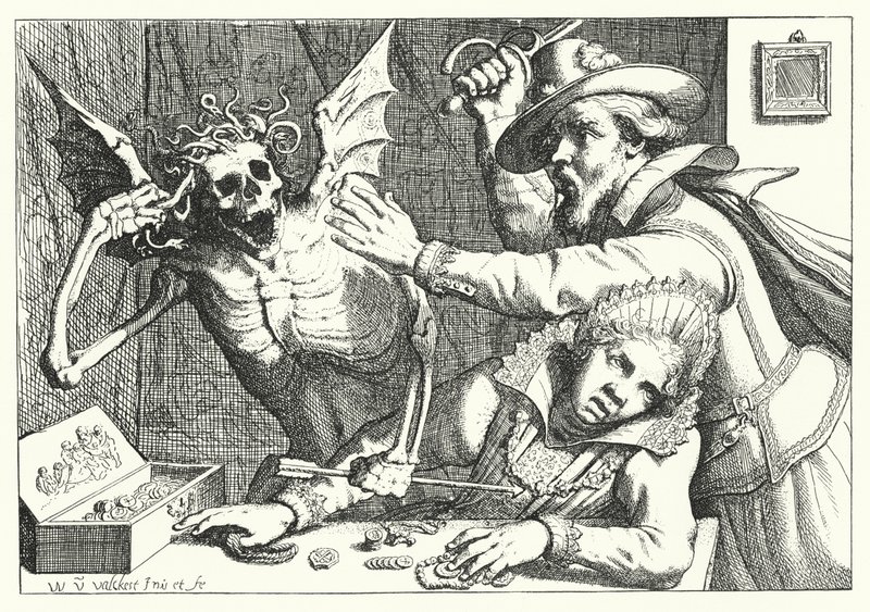 The Misers and Death by Werner van den Valckert