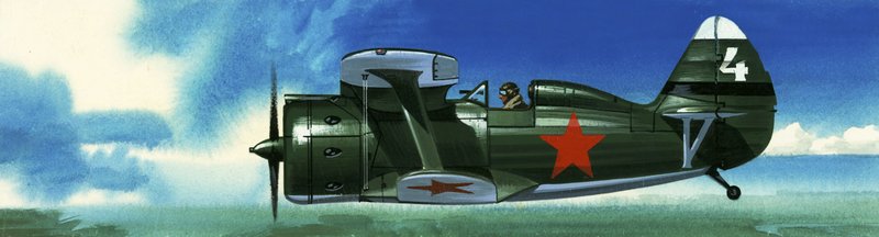 A Russian Polikarpov I-153 fighter by Wilf (20th century) Hardy