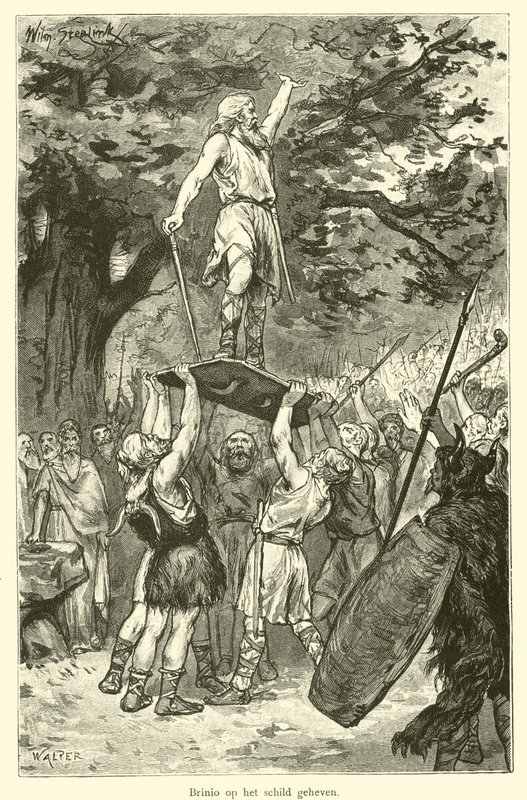Brinio raised on a shield by Willem II Steelink