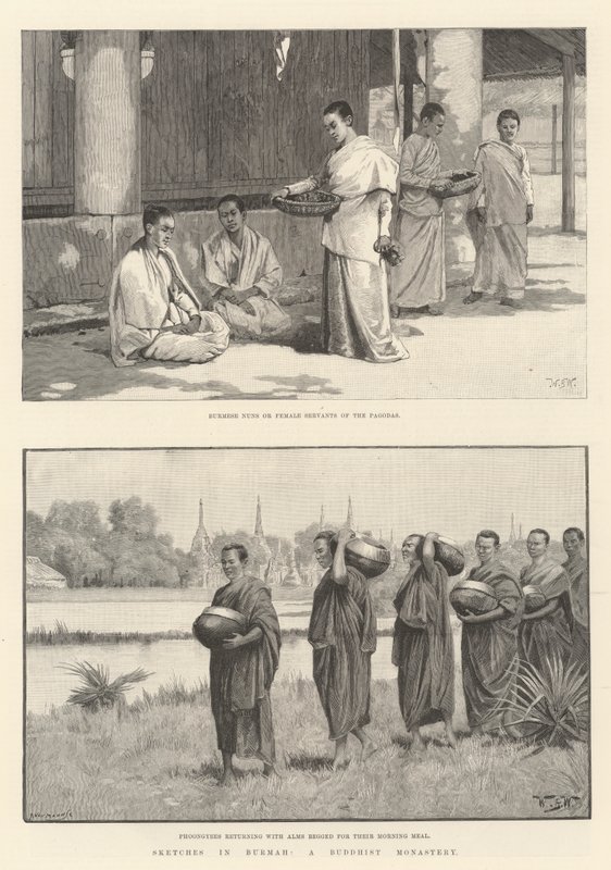 Sketches in Burmah, a Buddhist Monastery by William Barnes Wollen