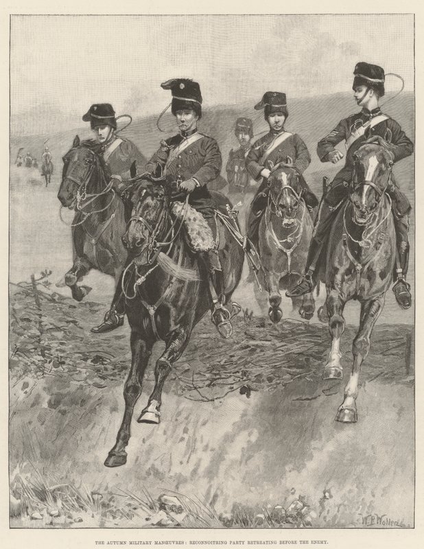 The Autumn Military Manoeuvres, Reconnoitring Party retreating before the Enemy by William Barnes Wollen
