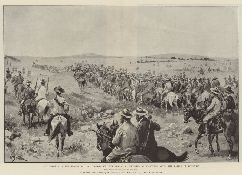 The Trouble in the Transvaal, Dr Jameson and his Men being escorted as Prisoners after the Battle of Doornkop by William Barnes Wollen