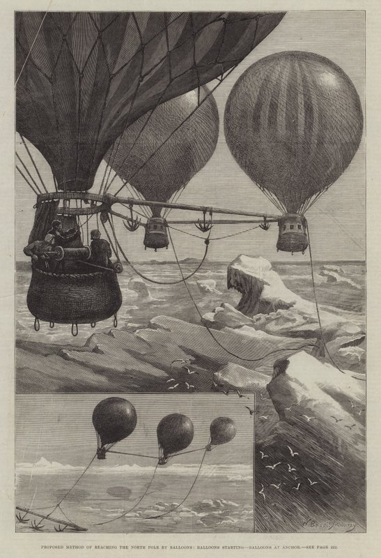 Proposed Method of Reaching the North Pole by Balloons, Balloons Starting, Balloons at Anchor by William Bazett Murray
